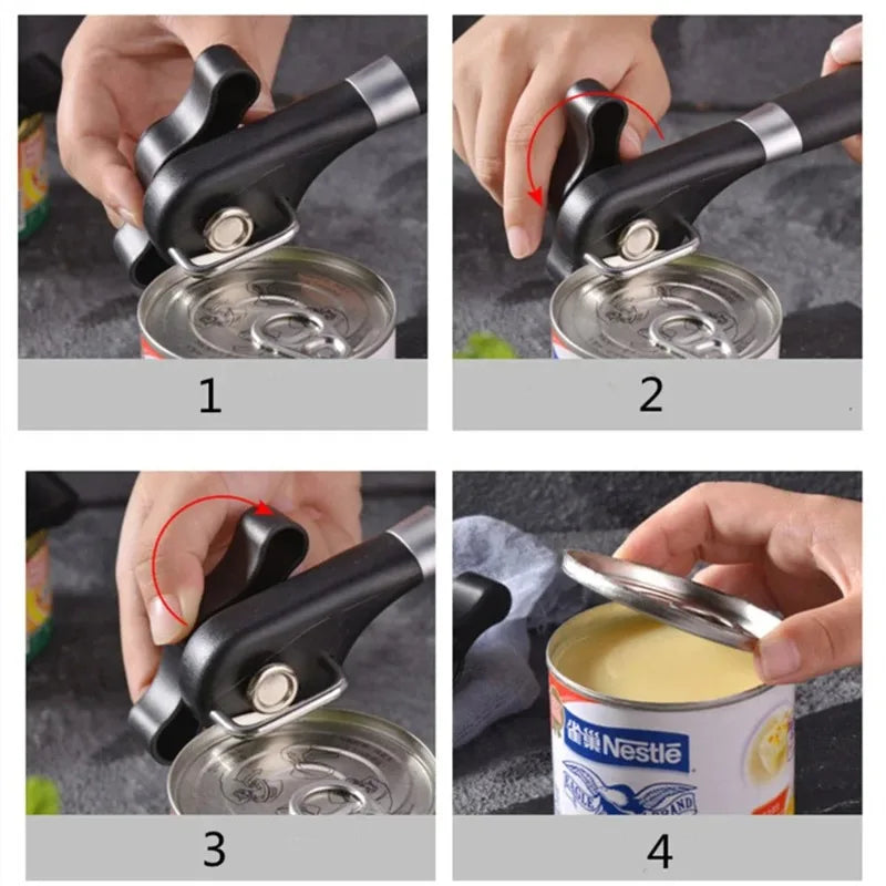Manual Side-Cut Can Opener – Stainless Steel Kitchen Tool Manual Can Opener Nixie