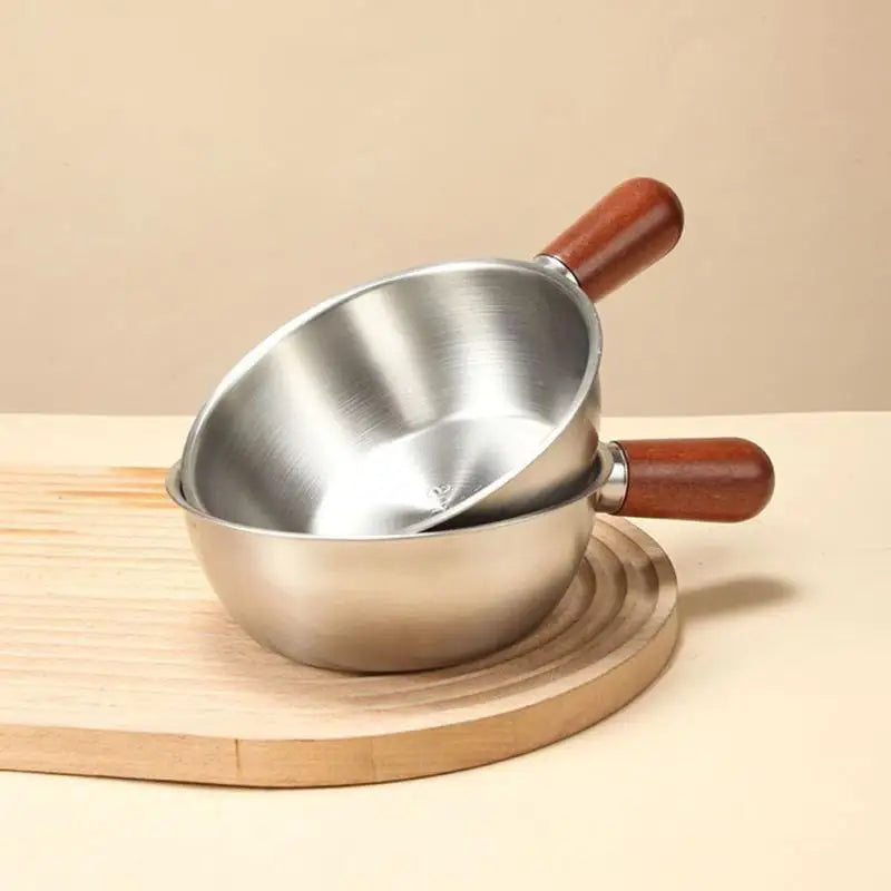 Mini Stainless Steel Saucepan with Wooden Handle | Kitchen Pan Mini Saucepan Nixie