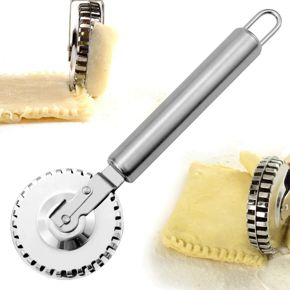 Stainless Steel Fluted Pasta Cutter Wheel – Ravioli Crimper Tool Pasta Dough Crimper Nixie
