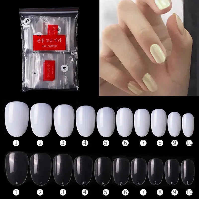 500pcs Press On Nails Short Oval Full Cover Acrylic Tips Press On Nail Tips Nixie