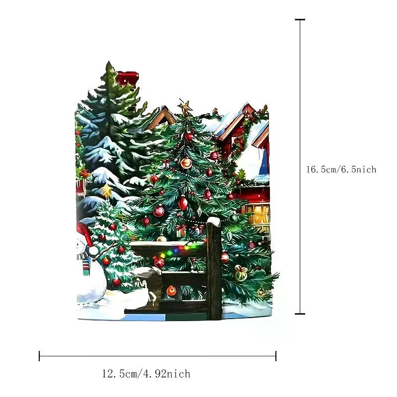 3D Pop-Up Christmas Card – Santa, Reindeer & Snowy Village 3D Greeting Card Nixie