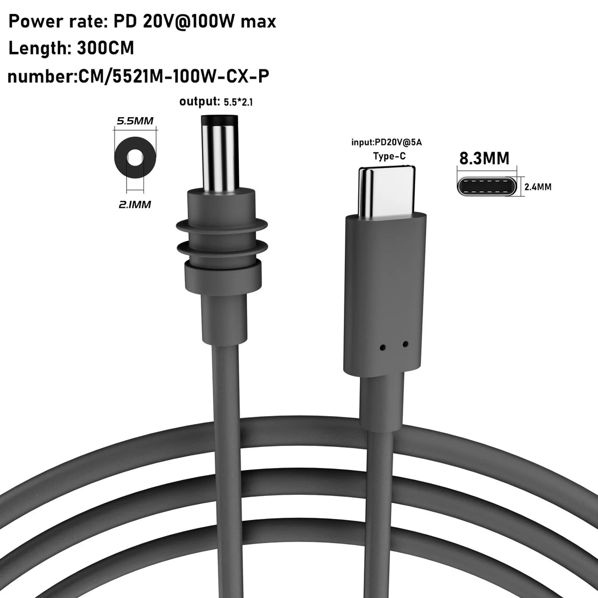 Starlink Mini 2M USB-C DC Power Replacement Cable – Waterproof Power Replacement Cable Nixie C to D Cable 3M