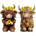 Resin Highland Cow Figurine Set – Sunflower Farmhouse Decor Resin Figurine Nixie A3