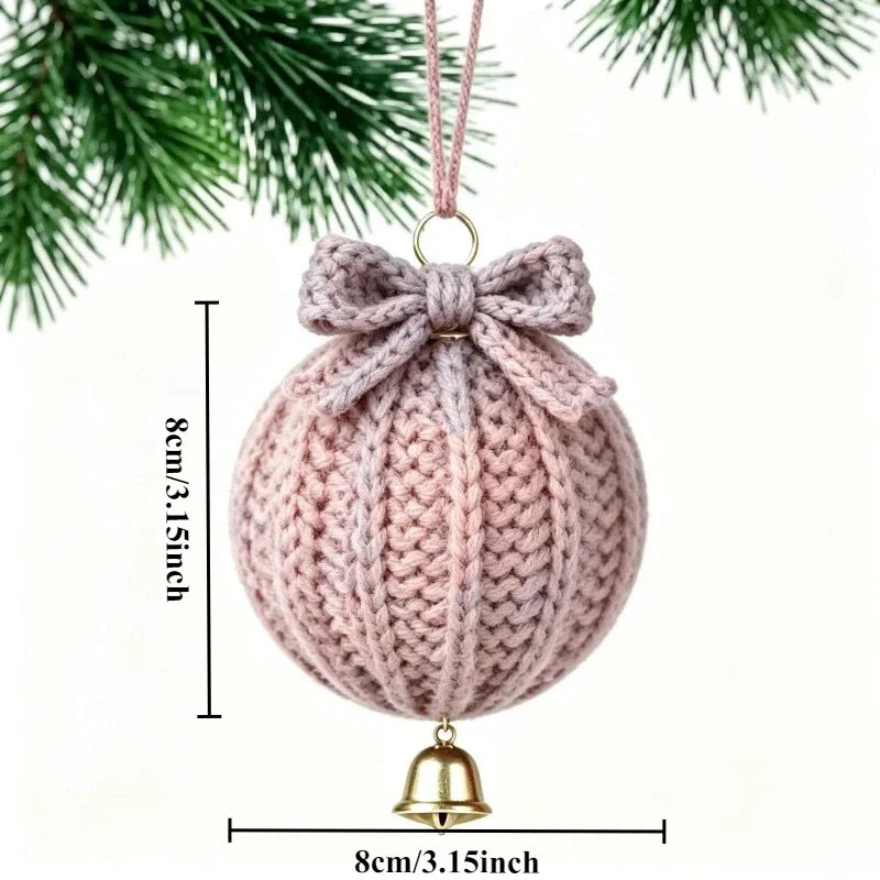 Hand Crochet Christmas Ball Ornaments with Bells – 10 Pcs Christmas Ornament Set Nixie