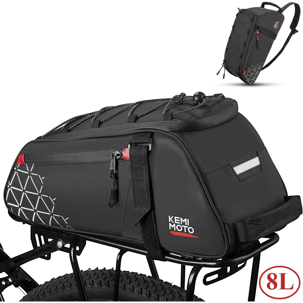 KEMITOUR Waterproof Rear Bike Rack Bag 8L/11L Pannier Trunk Bag Bicycle Pannier Bag Nixie Type A 8L
