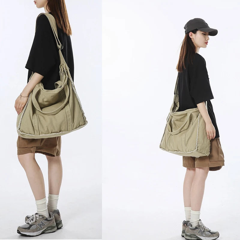 Large Canvas Hobo Bag – Unisex Crossbody & Shoulder Tote Canvas Shoulder Bag Nixie