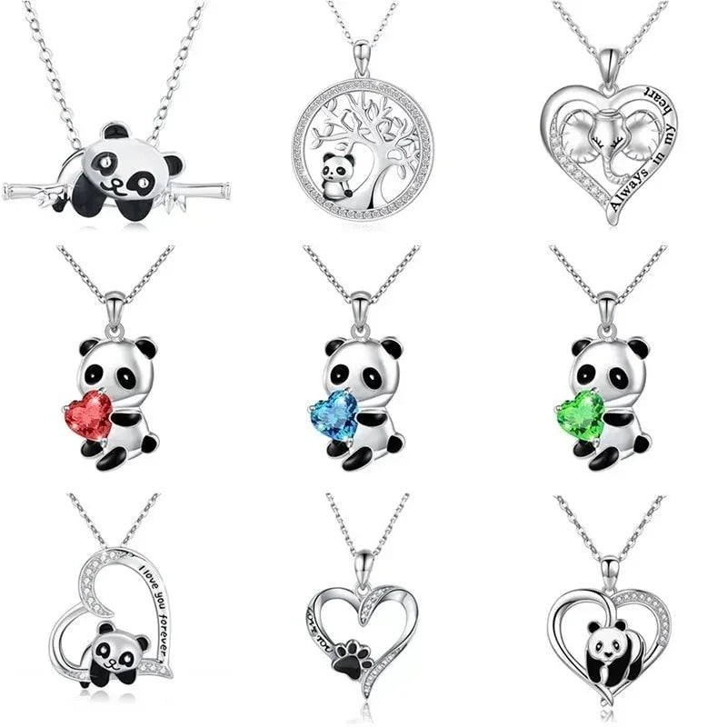 Panda Bear Zircon Pendant Necklace Set for Women & Girls Pendant Necklace Set Nixie