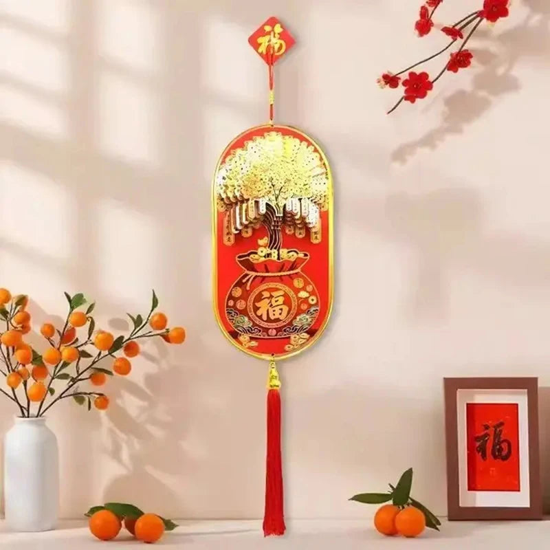 3D Money Tree Golden Gourd Pendant – Lunar New Year Ornament Festive Hanging Ornament Nixie