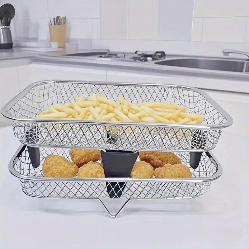 6-Pc Stainless Steel Air Fryer Rack Set + 4 Foot Pads | Nixie Air Fryer Rack Set Nixie