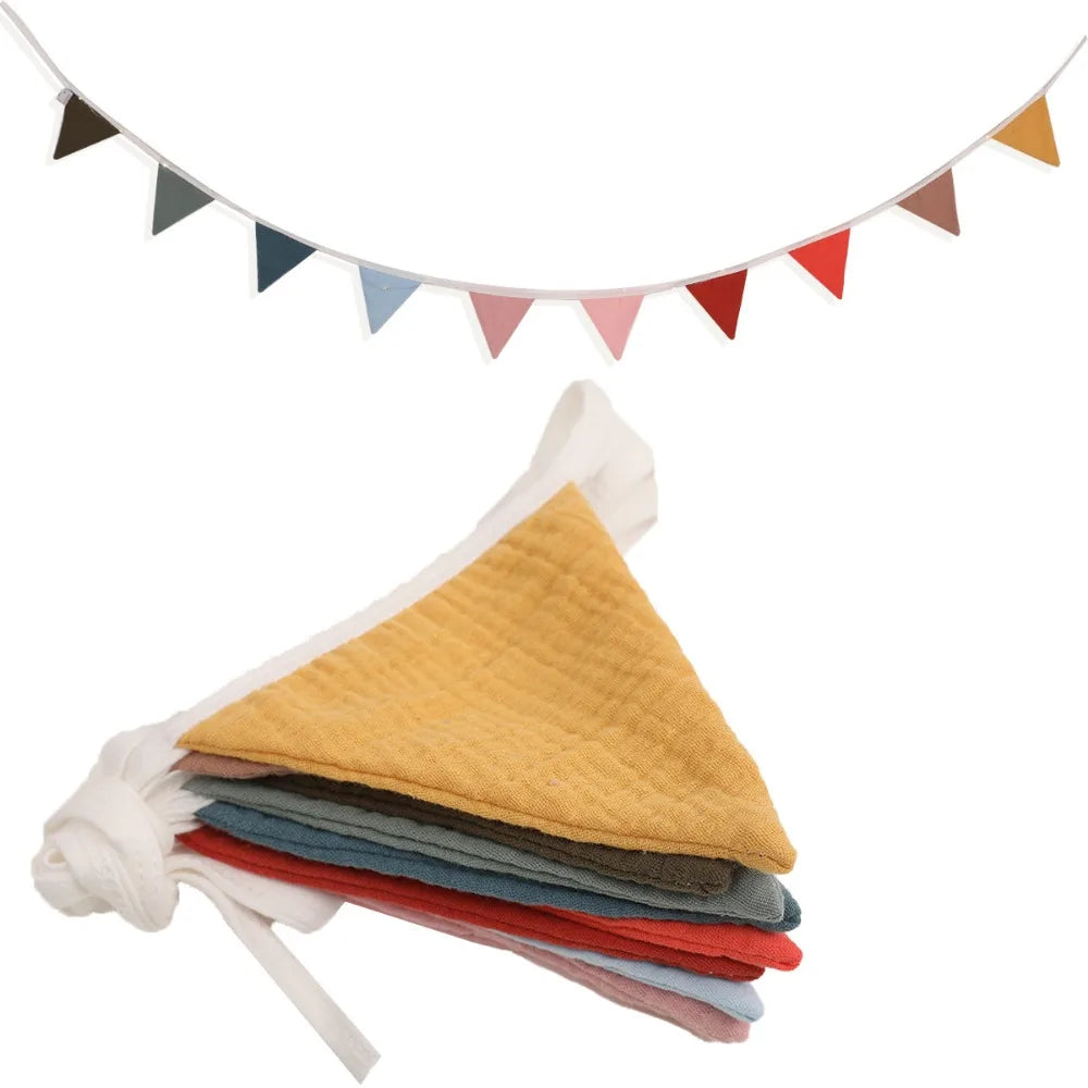 Boho Cotton Bunting Banner – Triangle Party Flag Decoration