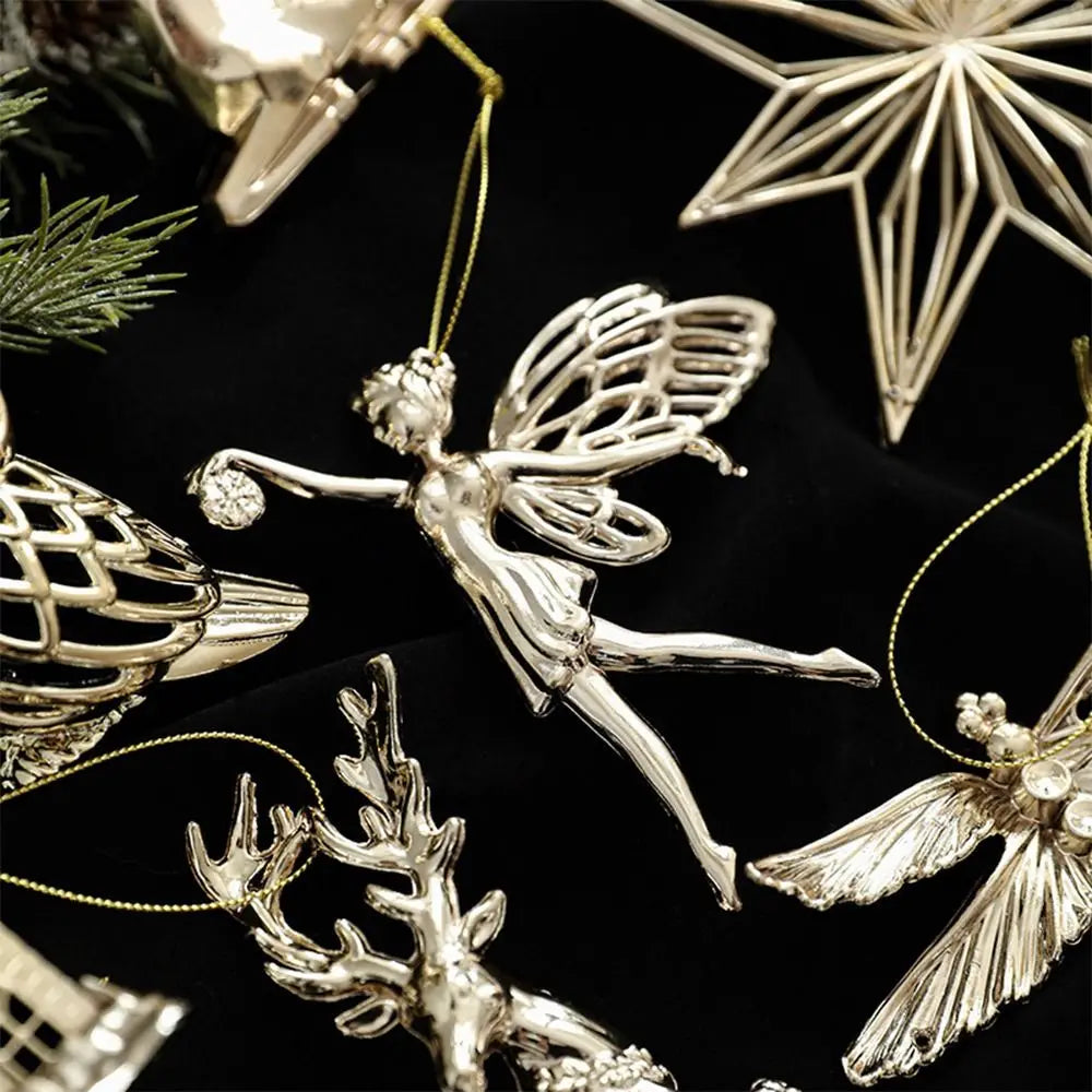 Gold Christmas Tree Ornaments – Angel & Snowflake Decorations Christmas Ornament Nixie