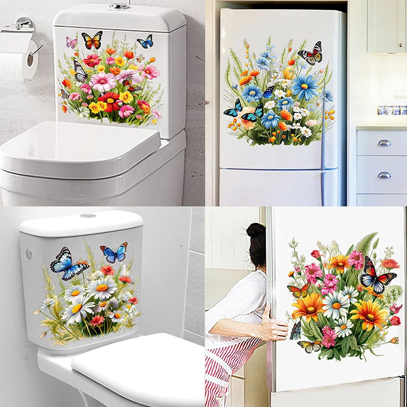 Butterfly Flower Waterproof Toilet Seat Decorative Sticker Decorative Wall Sticker Nixie