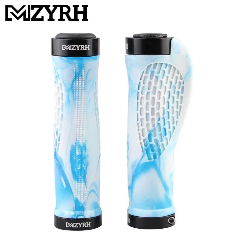 MTB Lock-On Handlebar Grips – Anti-Slip Mountain Bike Grips Bike Handlebar Grips Nixie WHITE-BLUE