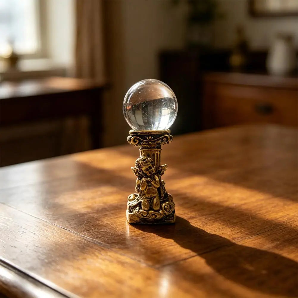 Crystal Ball Stand Resin Ornament – Roman Column Angel Base Decorative Display Stand Nixie