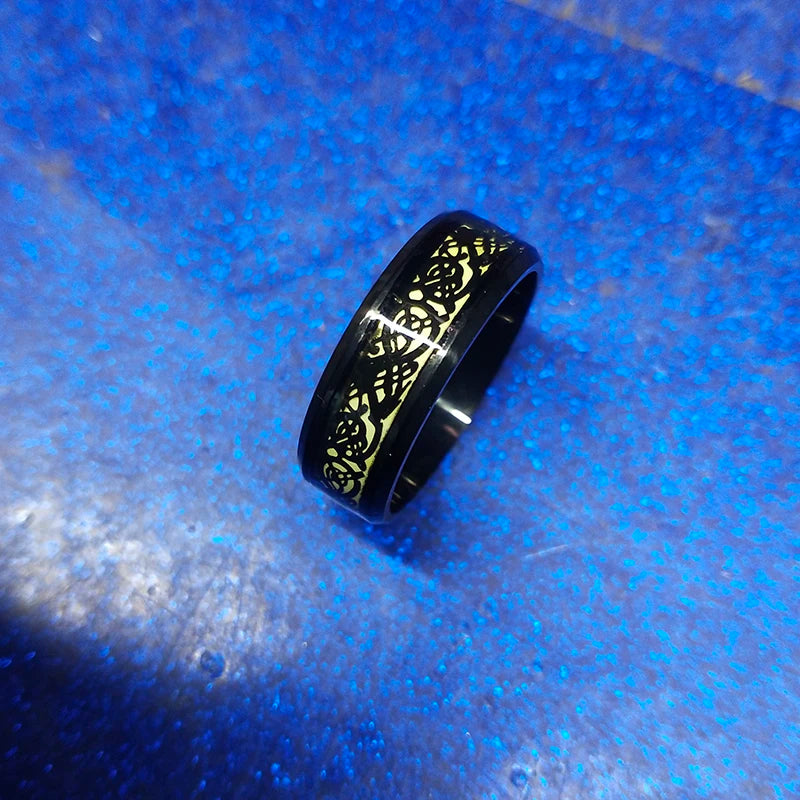 Stainless Steel Dragon Luminous Ring – Glow in the Dark Luminous Fashion Ring Nixie Blue 11
