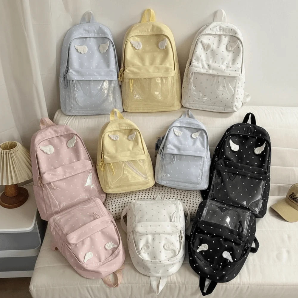 Polka Dot Angel Wings Backpack – Large Laptop Bag for Girls Girls Laptop Backpack Nixie