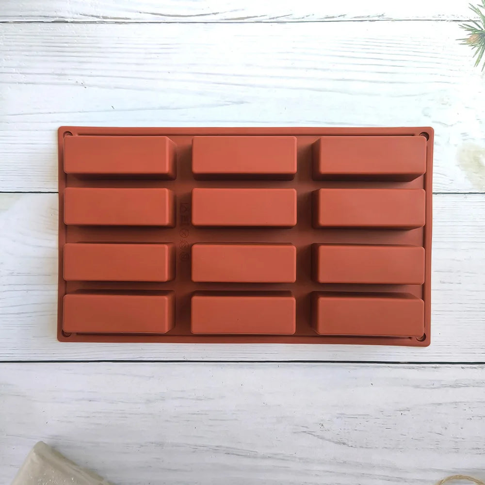 12-Cavity Silicone Cake Mold for Chocolate Bars & Brownies Silicone Baking Mold Nixie 1pcs