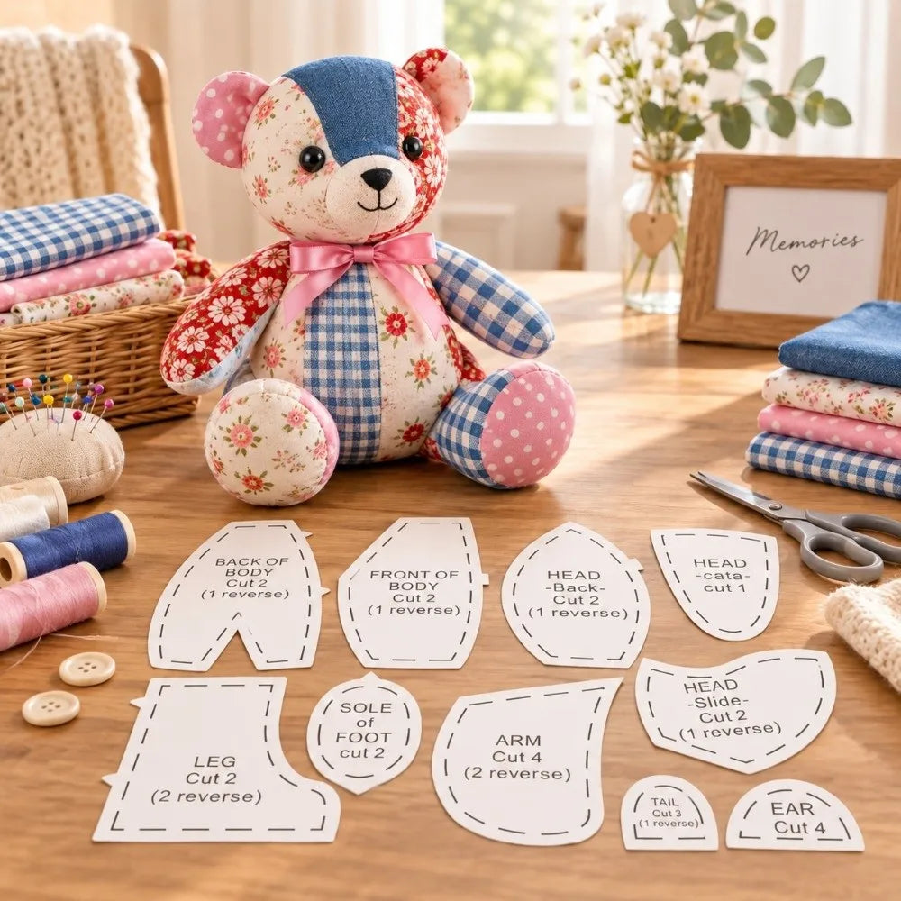 15" Memory Bear Sewing Template Set – 10-Pc Plastic Rulers