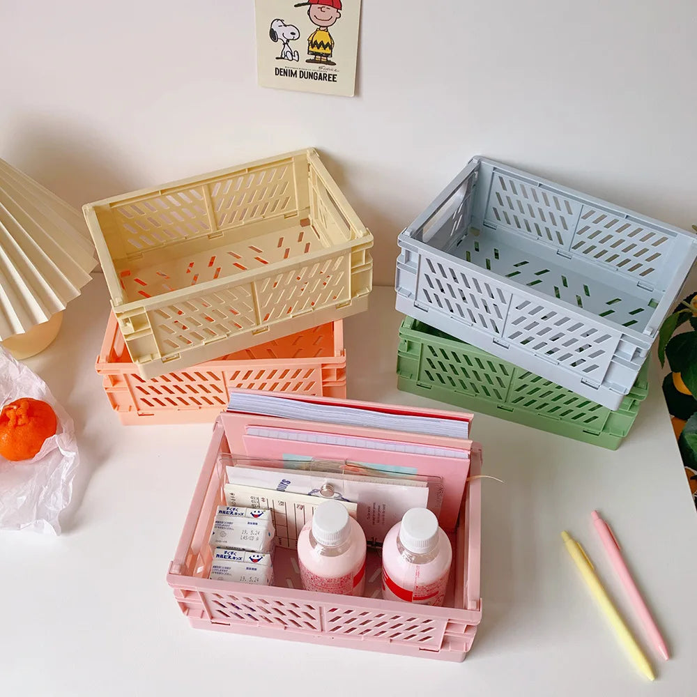 Foldable Storage Basket – Desktop, Kitchen & Home Organizer