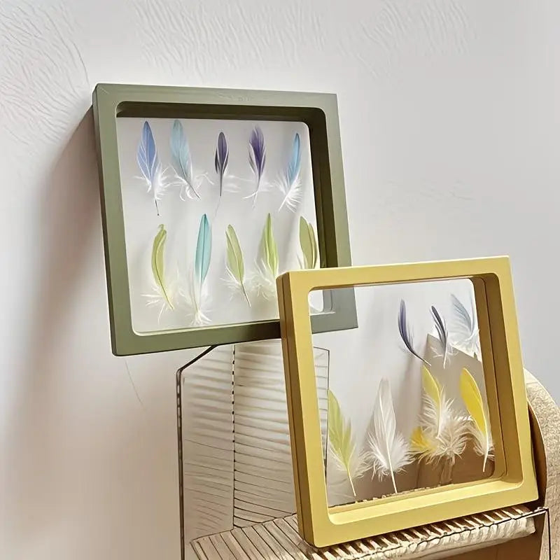 Transparent Pet Bird Feather Memorial Photo Frame Display Box