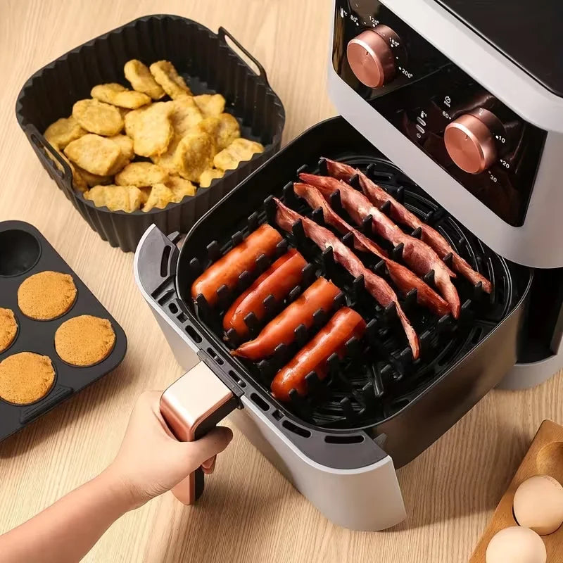 3-Piece Air Fryer Silicone Set – Liner, Bacon Rack & Muffin Tray Air Fryer Accessories Nixie