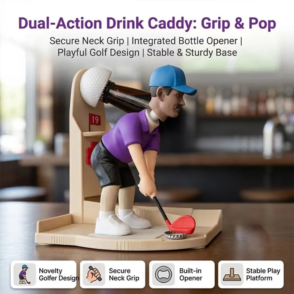 Golf Bottle Opener 3D Figurine with Scoreboard & Cap Launcher