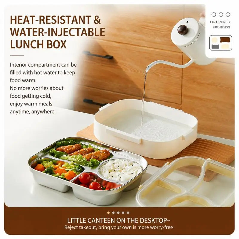304 Stainless Steel Bento Lunch Box – 4 Compartment Leak-Proof Bento Lunch Box Nixie