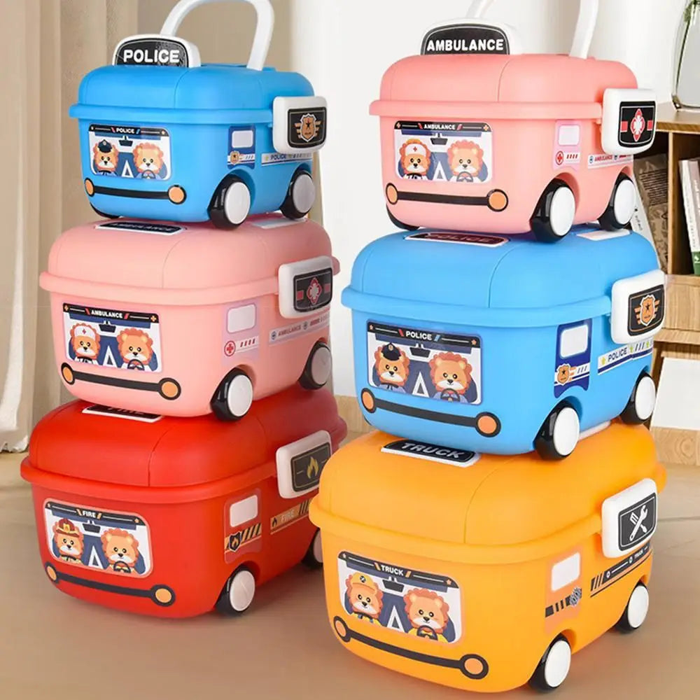 Cartoon Car Kids Storage Box with Wheels & Handle – Multi-Size