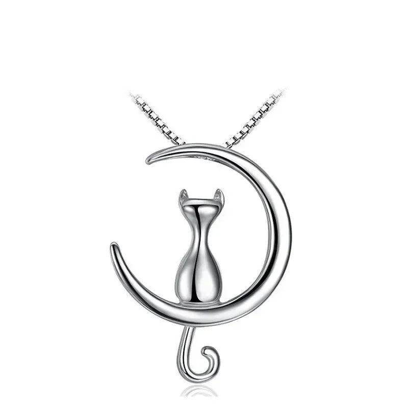 Moon Cat Pendant Necklace – Ethnic Zinc Alloy Mood Tracker Pendant Necklace Nixie