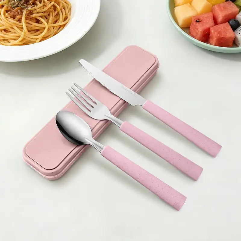3-Piece Stainless Steel Portable Cutlery Set with Storage Box Portable Cutlery Set Nixie A1