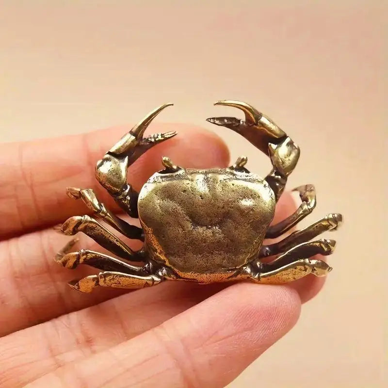 Brass Crab Figurine Antique Tea Pet Desktop Ornament | Handcrafted Decorative Figurine Nixie Default Title
