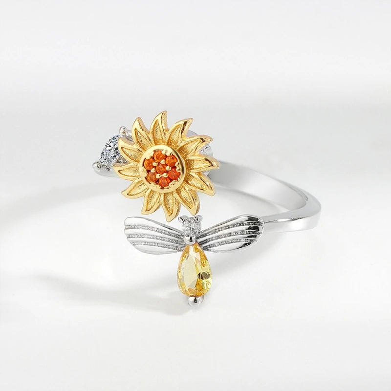 14K Gold Plated Rotatable Zirconia Ring – Women's Fashion Fashion Ring Nixie