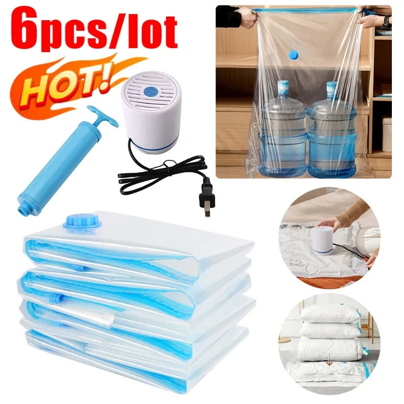Vacuum Compression Storage Bags Reusable with Hand Pump