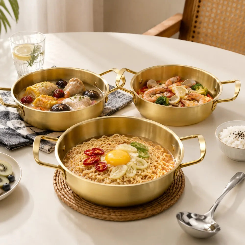 Korean Stainless Steel Cookware Set – 3 Pots & 1 Spoon Cookware Pot Set Nixie