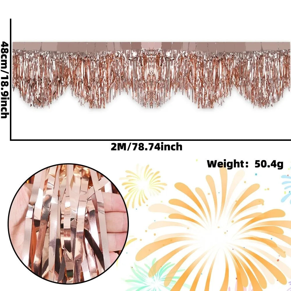Metallic Foil Fringe Curtain 50x200cm – Party Backdrop Tassel