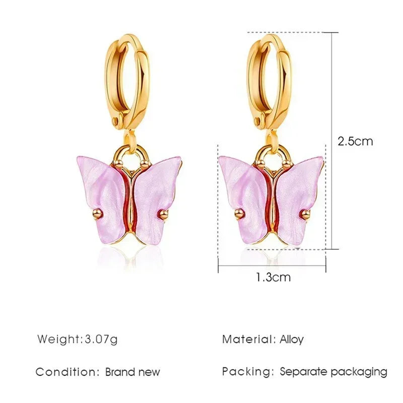 Glitter Butterfly Dangle Earrings – Korean Fashion Drop Jewelry