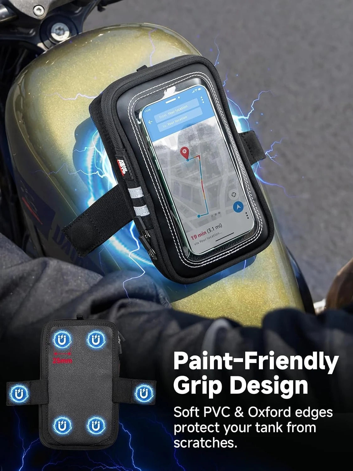 Motorcycle Magnetic Tank Phone Bag – Up to 6.9" | KEMITOUR Motorcycle Tank Bag Nixie