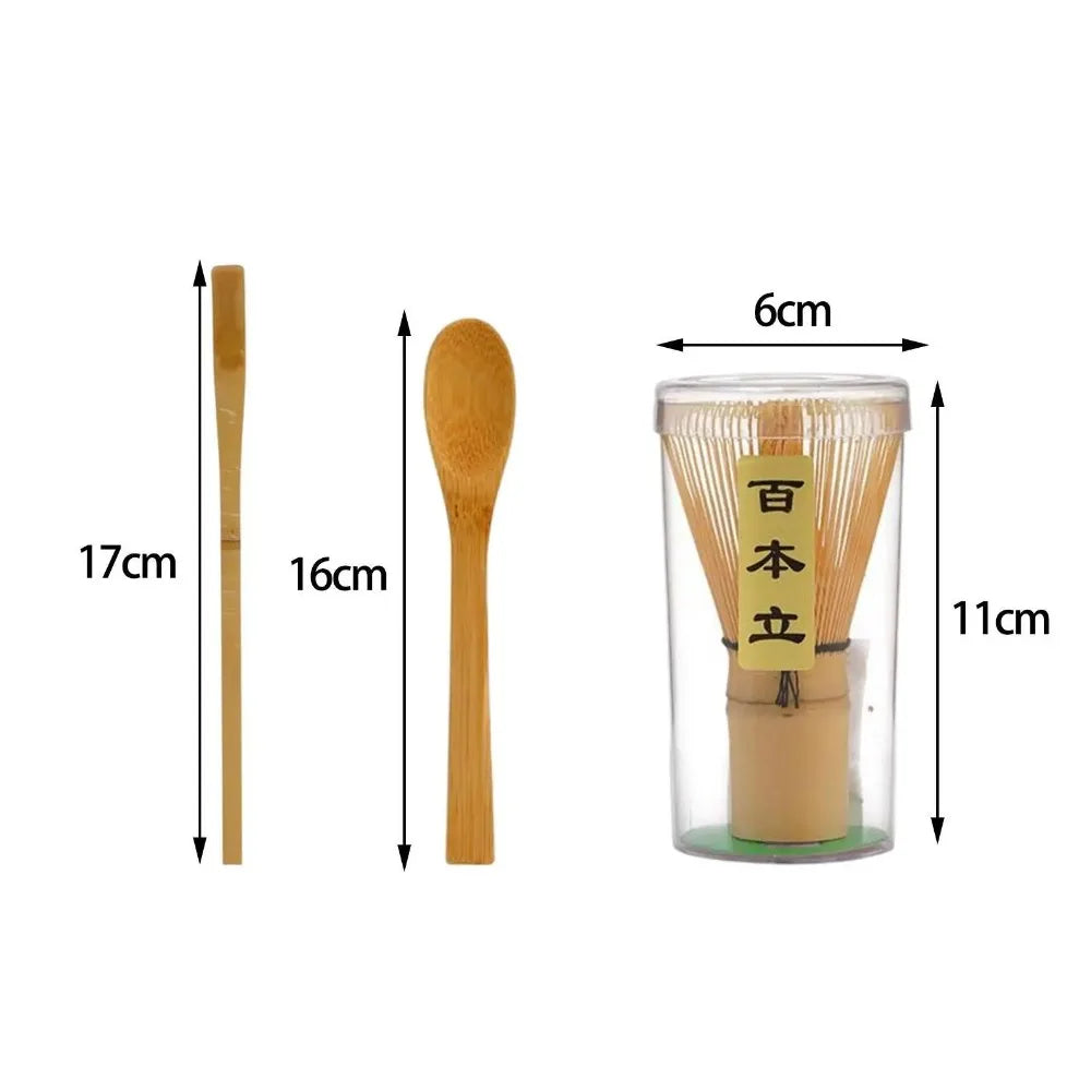Matcha Whisk Set – Bamboo Chasen, Chashaku & Tea Spoon 3-Pc Matcha Tea Set Nixie