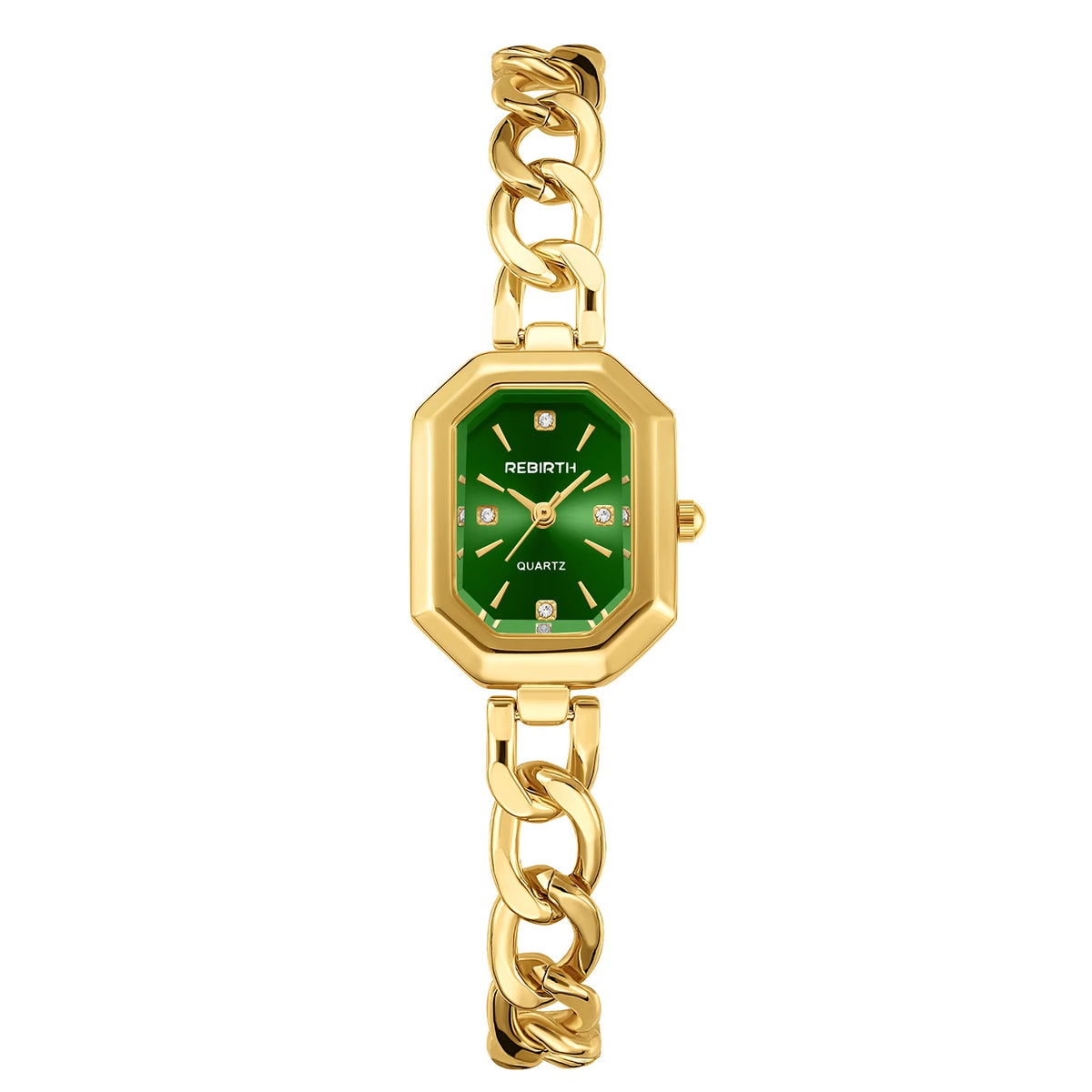 REBIRTH Retro Casual Quartz Watch – Alloy Band, 3 Bar Casual Quartz Watch Nixie green