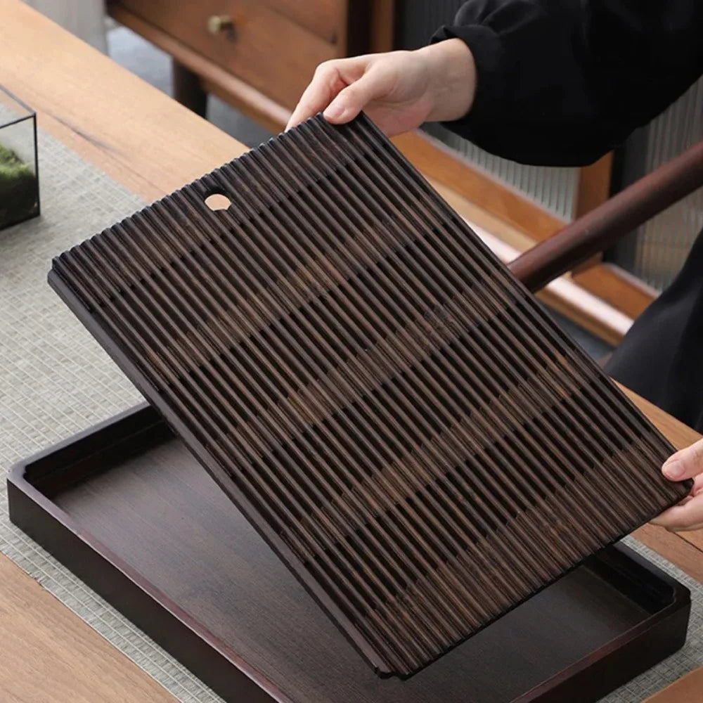Bamboo Kung Fu Tea Tray with Drainage & Water Storage Bamboo Tea Tray Nixie