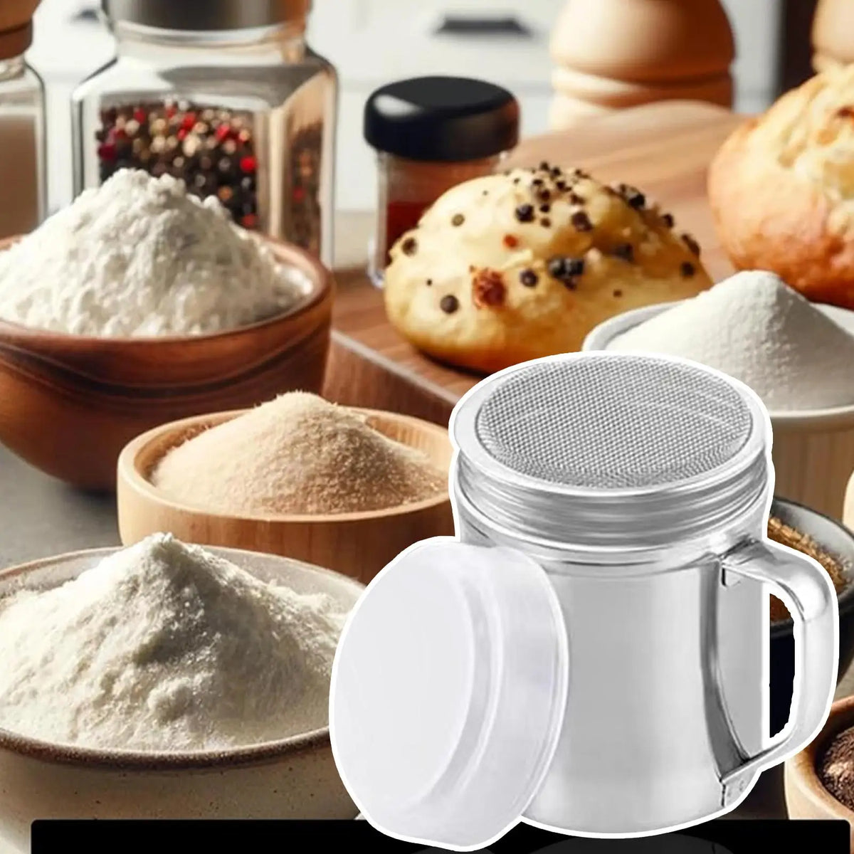 Stainless Steel Powdered Sugar & Spice Shaker with Handle Spice Shaker Nixie