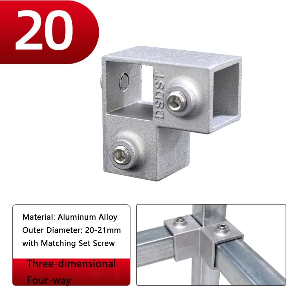 Aluminum Alloy Three-Way Square Tube Connector Pipe Clamp Pipe Fitting Connector Nixie 17