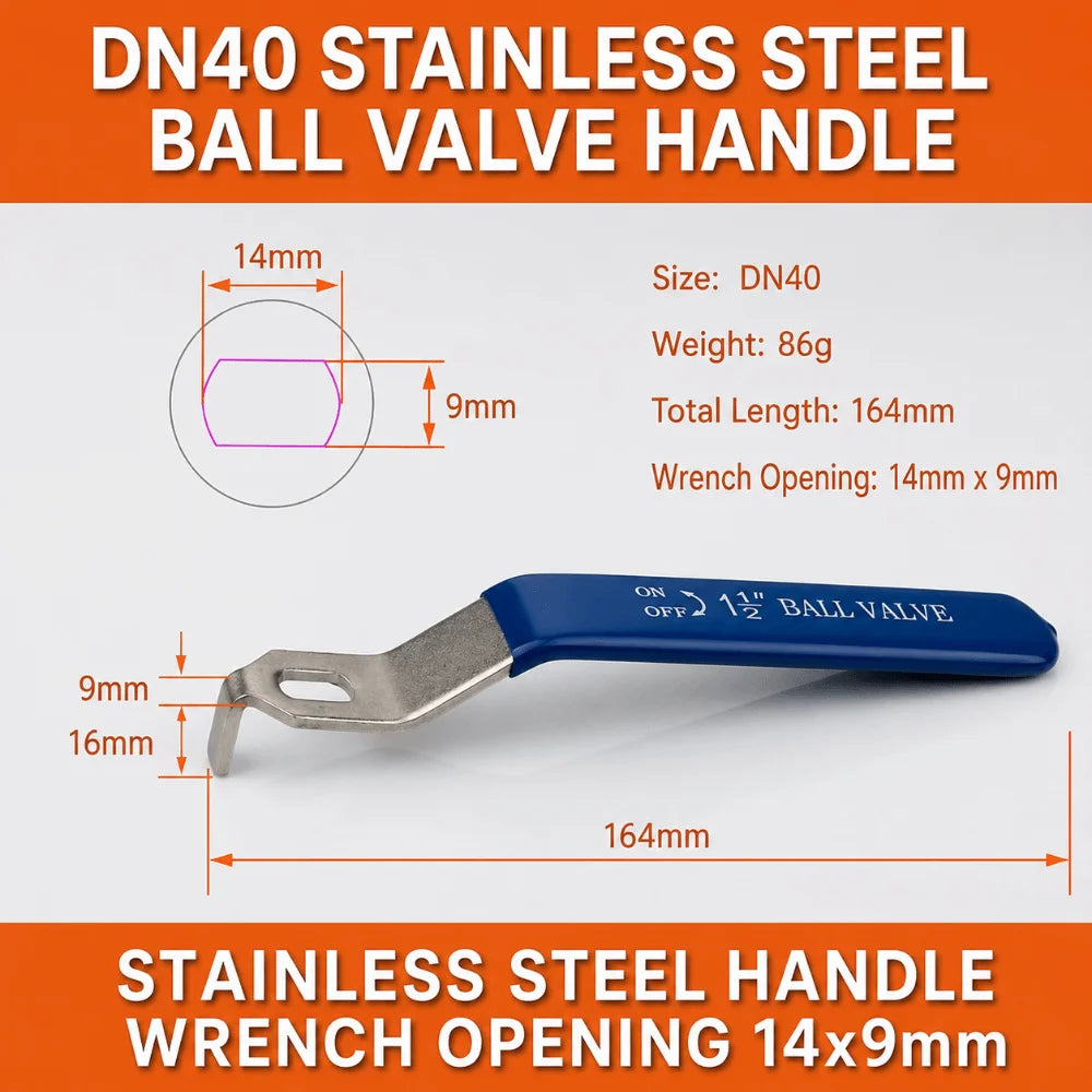 Stainless Steel Ball Valve Lever Handle DN15–DN50 | 6 Sizes Valve Lever Handle Nixie 1-1-2-