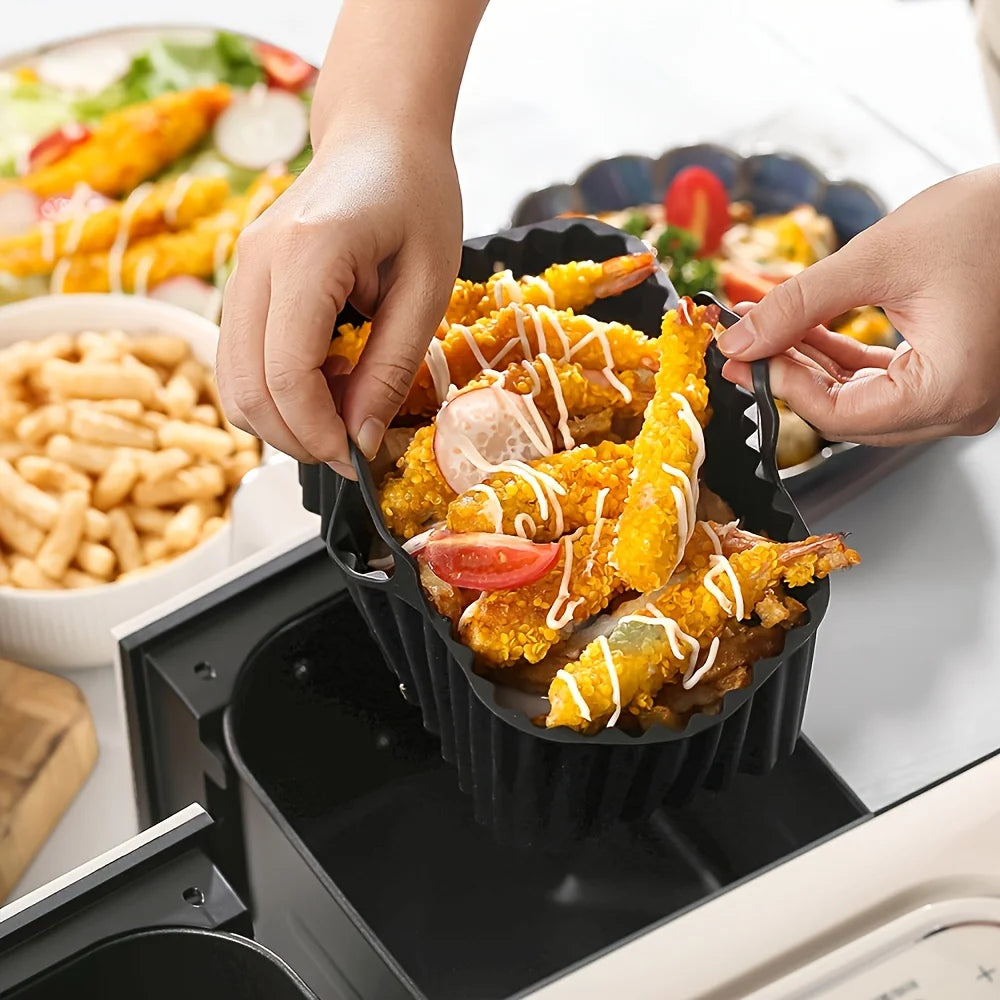 Stainless Steel Air Fryer Rack & Silicone Liner Set – 2pcs Air Fryer Rack Set Nixie
