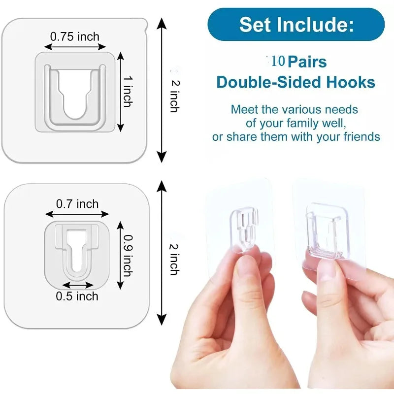 10 Pairs Transparent Double-Sided Adhesive Wall Hooks | No Drill Adhesive Wall Hooks Nixie
