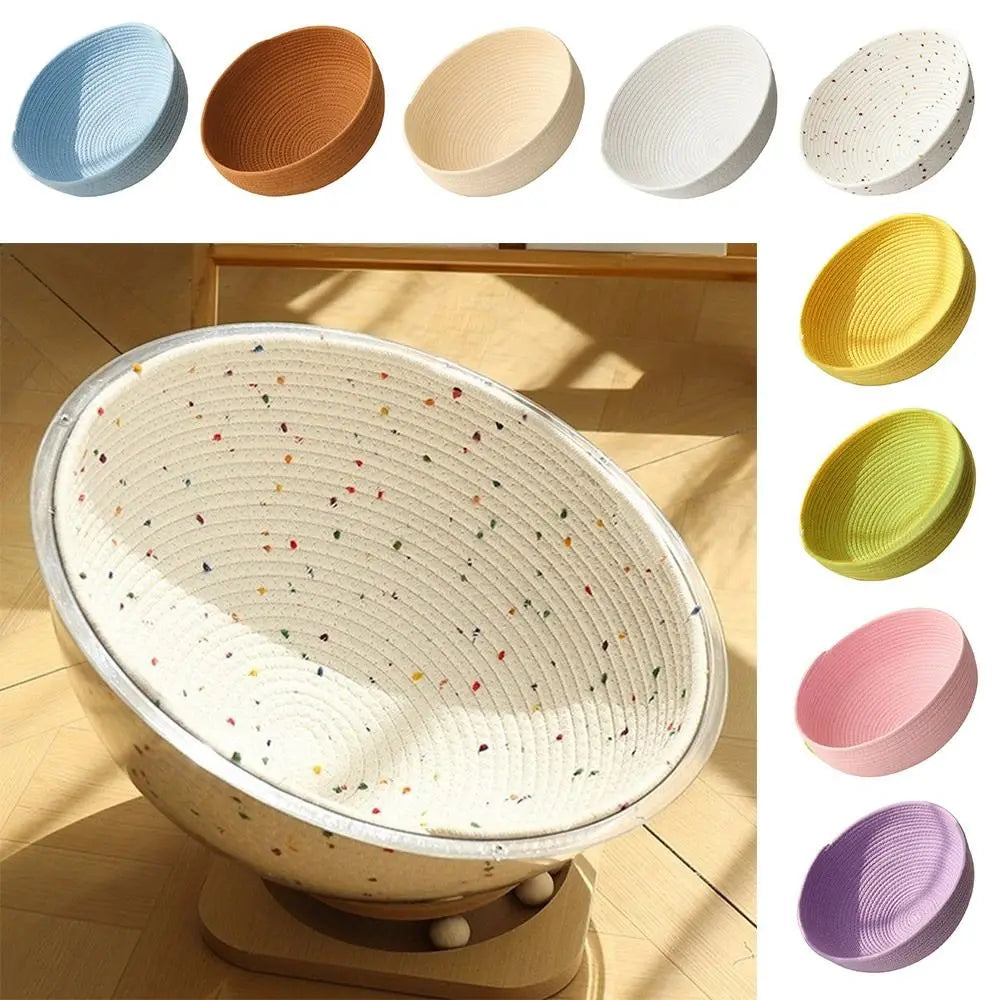 Washable Cotton Rope Round Cat Bed with Climbing Frame