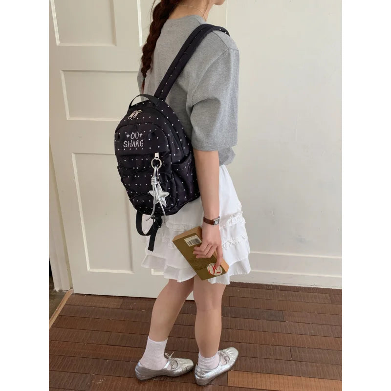 Korean Polka Dot Backpack – Cute Casual Nylon School Bag Casual Backpack Nixie