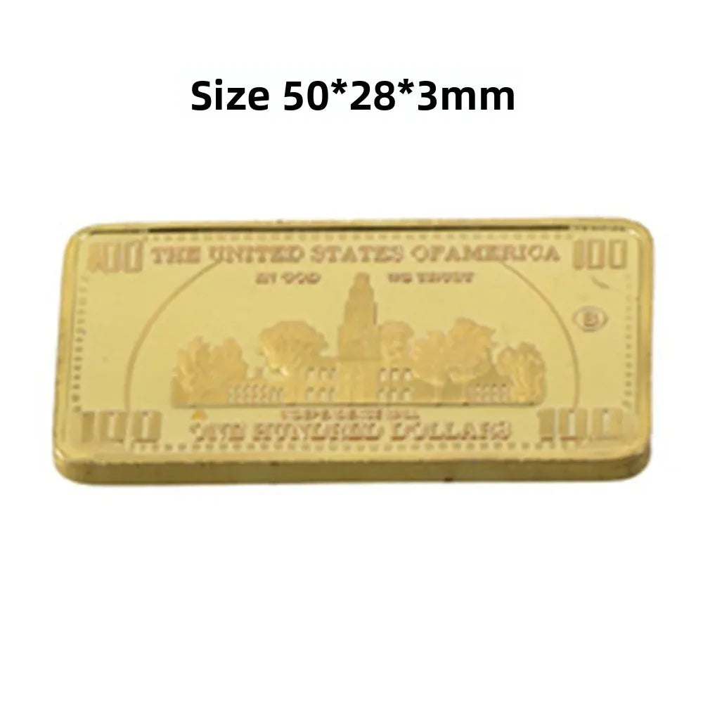 Gold Bar Bullion Collectible Coin – $100 Dollar Novelty Décor Collectible Novelty Coin Nixie 1pc