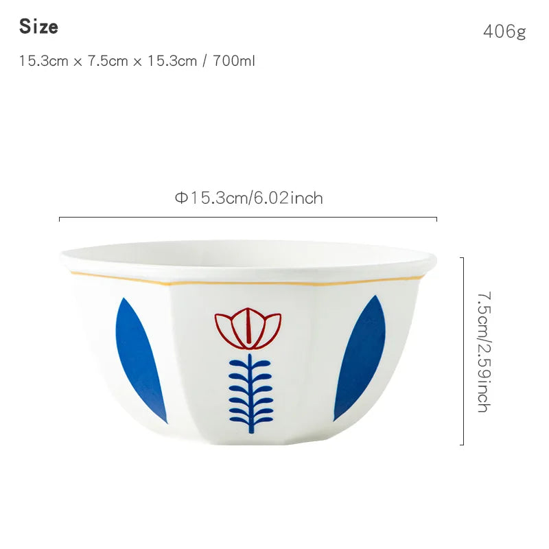 6-Inch Arabic Ceramic Dessert Bowl | Microwave Safe 700ml Ceramic Dessert Bowl Nixie Blue