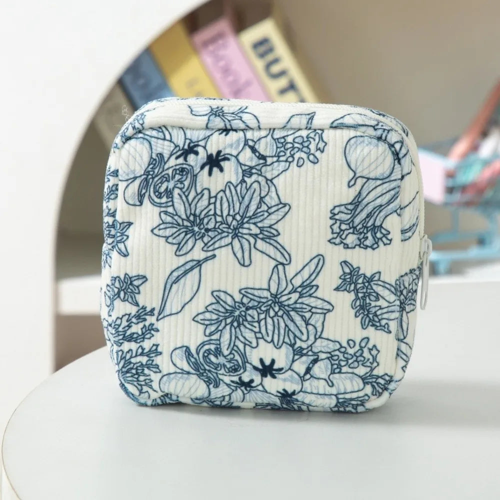 Mini Corduroy Makeup Bag – Portable Square Cosmetic Pouch